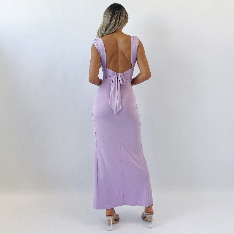 EleganceCurve™ Back-Tie Slit Dress