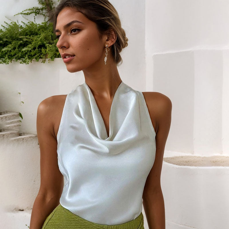 ChicAura™ Elegant Halter Neck Backless Vest