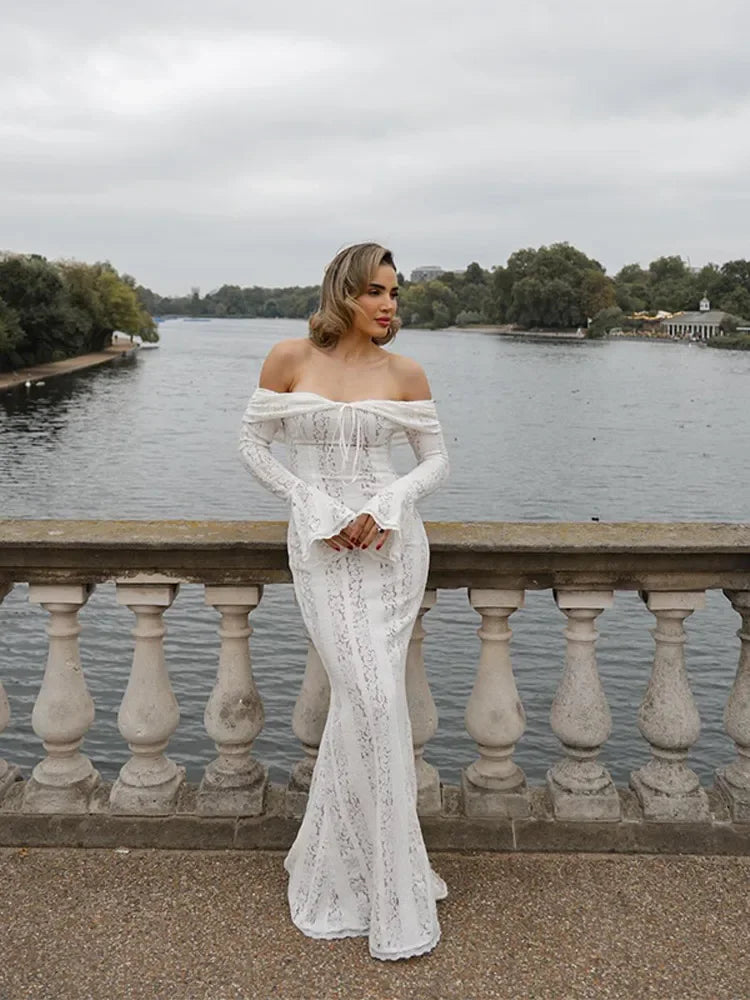 LunaLace™ Backless Lace-Up Party Dress