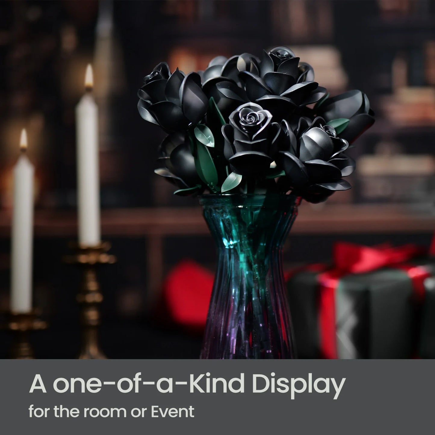 RomanticRose™ 12-Piece Black Rose Building Block Set