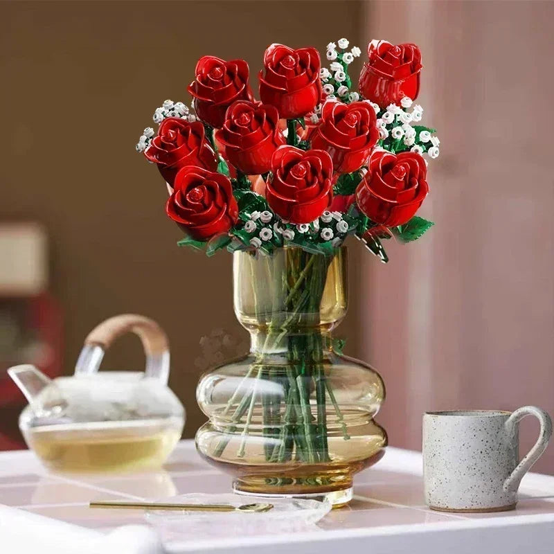 Romantic Rose Flower Bouquet Building Blocks 968PC