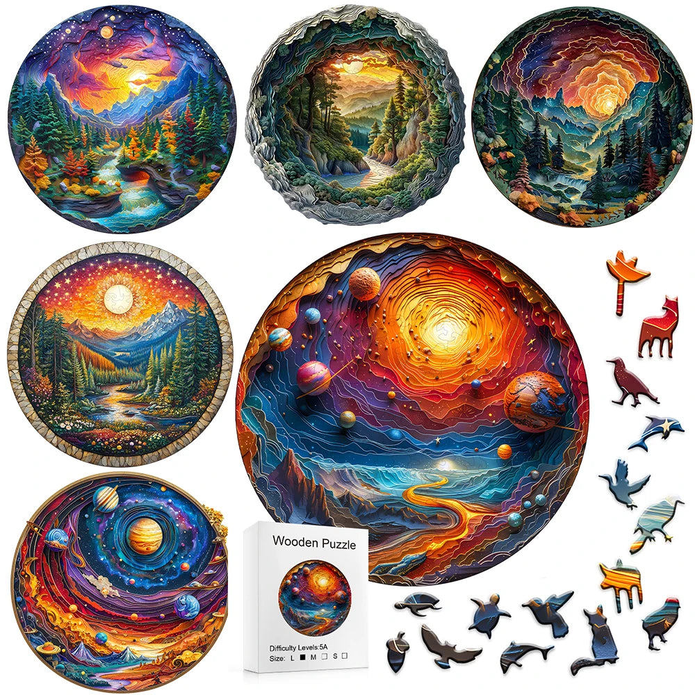 WildHarmony™ 3D Sunset Forest Wooden Puzzle