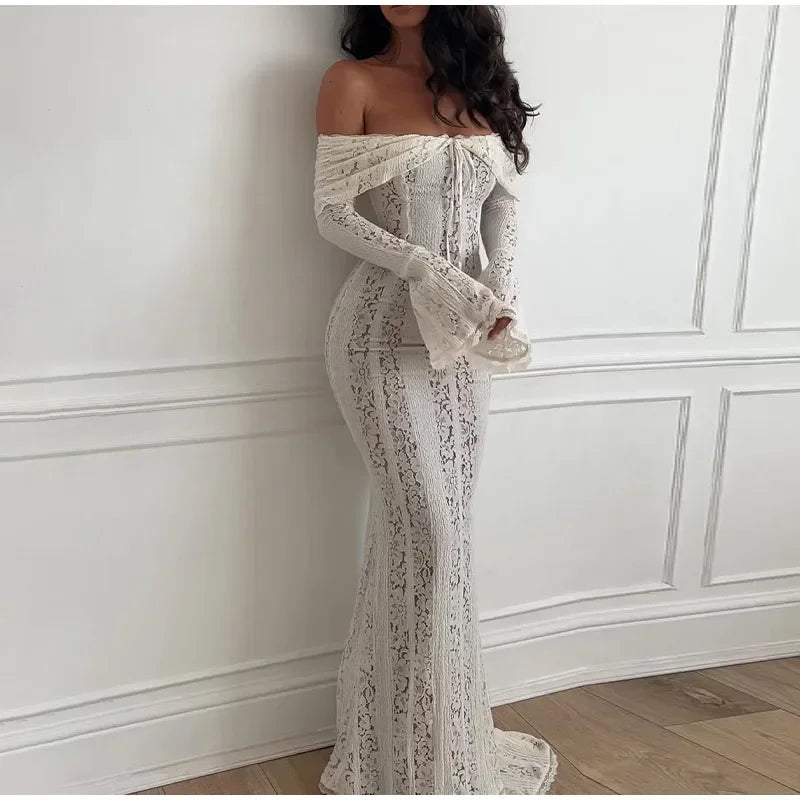 LunaLace™ Backless Lace-Up Party Dress