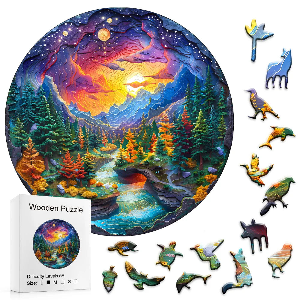 WildHarmony™ 3D Sunset Forest Wooden Puzzle