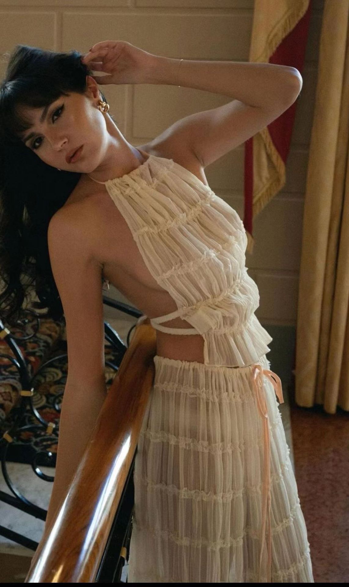 LuxeBreeze™ 2-Piece Halter Top & Pleated Maxi Skirt