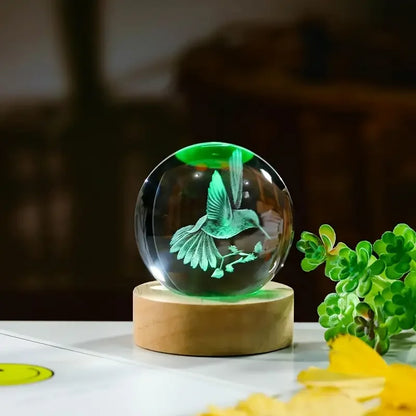 LumiGlobe™ 3D Hummingbird Crystal Light