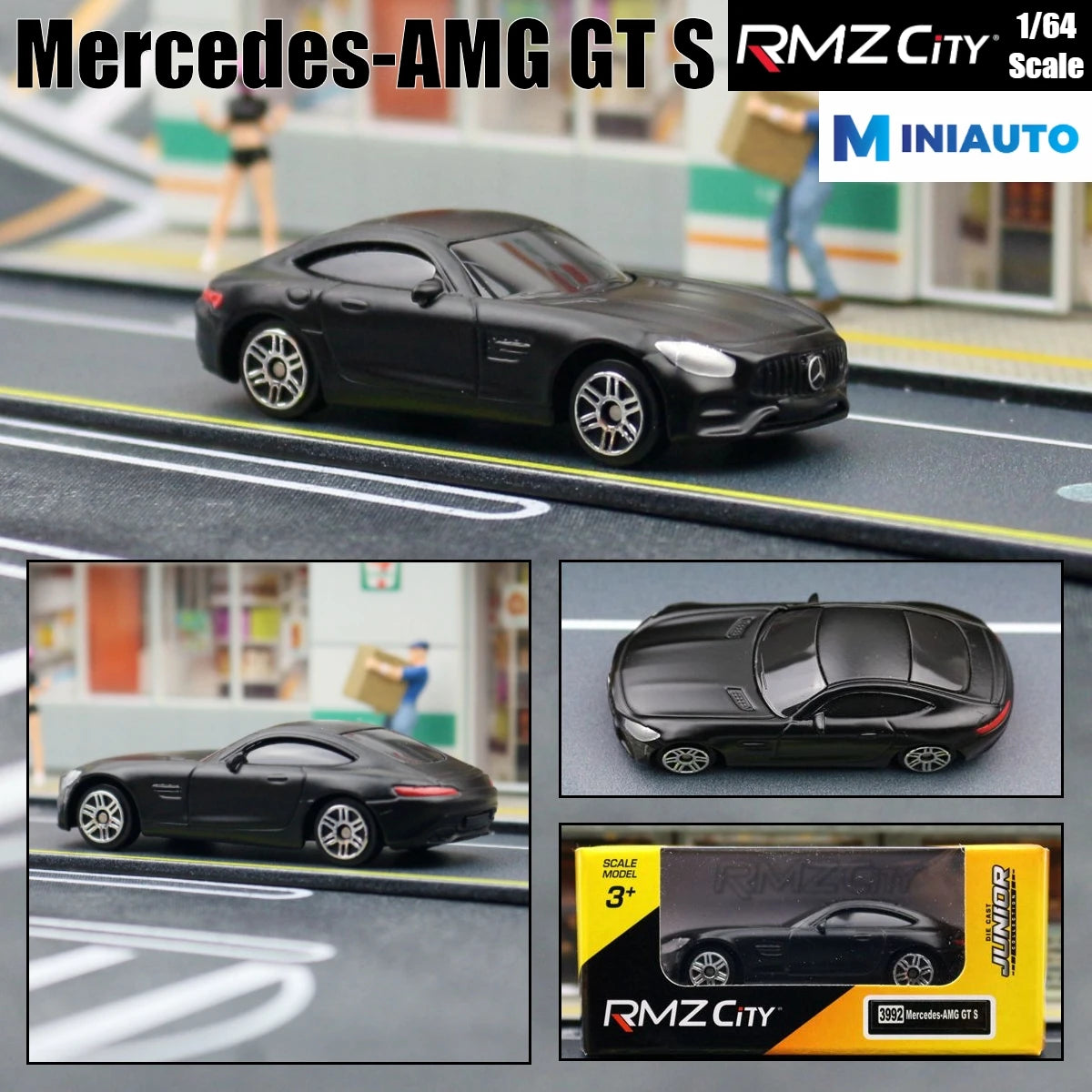 1:64 RMZ City Matte Black Diecast Super Sport Car