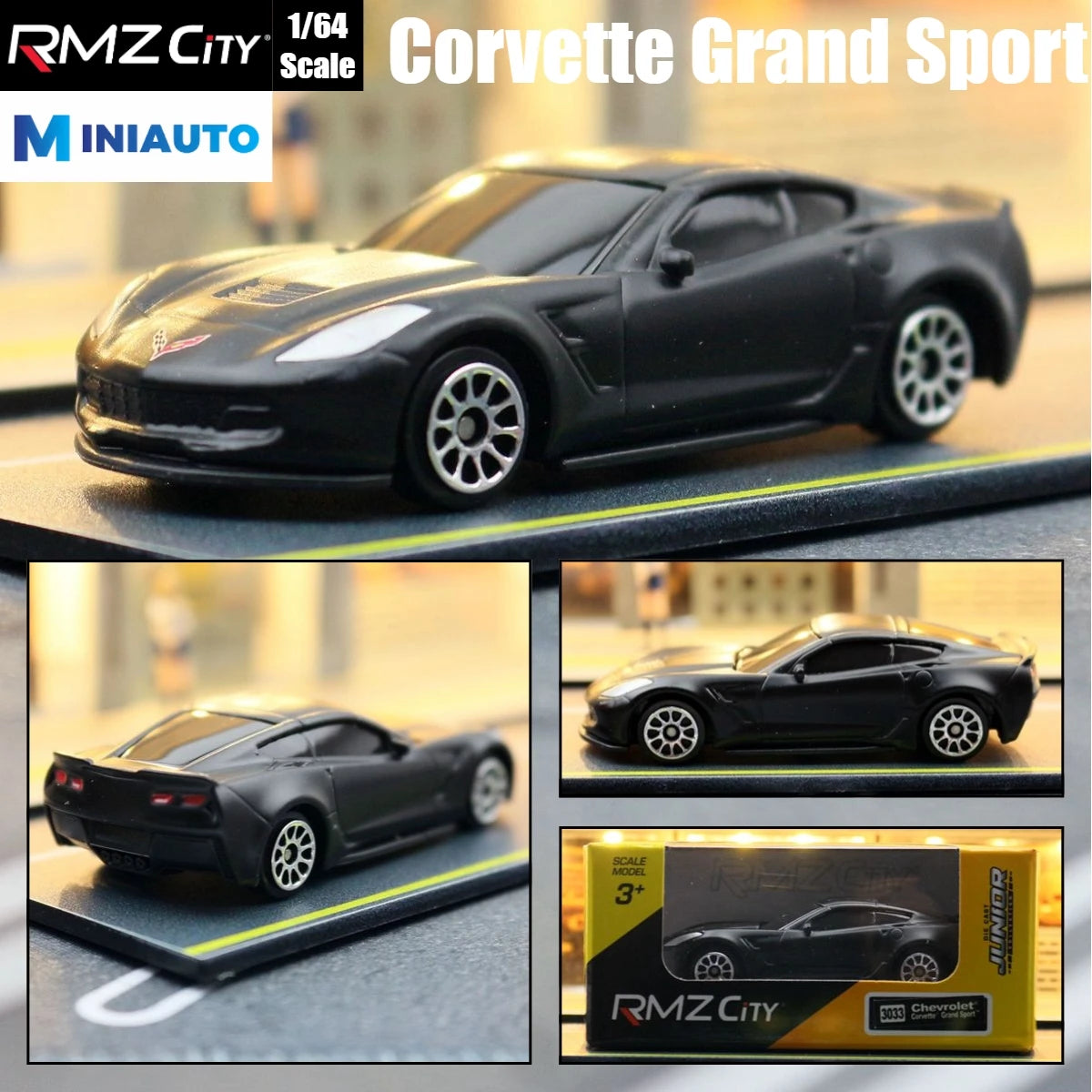 1:64 RMZ City Matte Black Diecast Super Sport Car