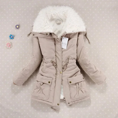 Women Winter Jackets Thicken Hooded Long Down Jacket Women Coats Slim Fit Hair Collar Cotton-padded Clothes Women Down Coats