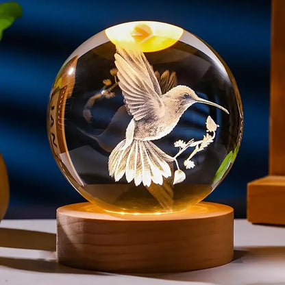 LumiGlobe™ 3D Hummingbird Crystal Light