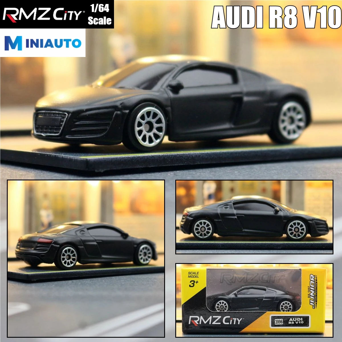 1:64 RMZ City Matte Black Diecast Super Sport Car