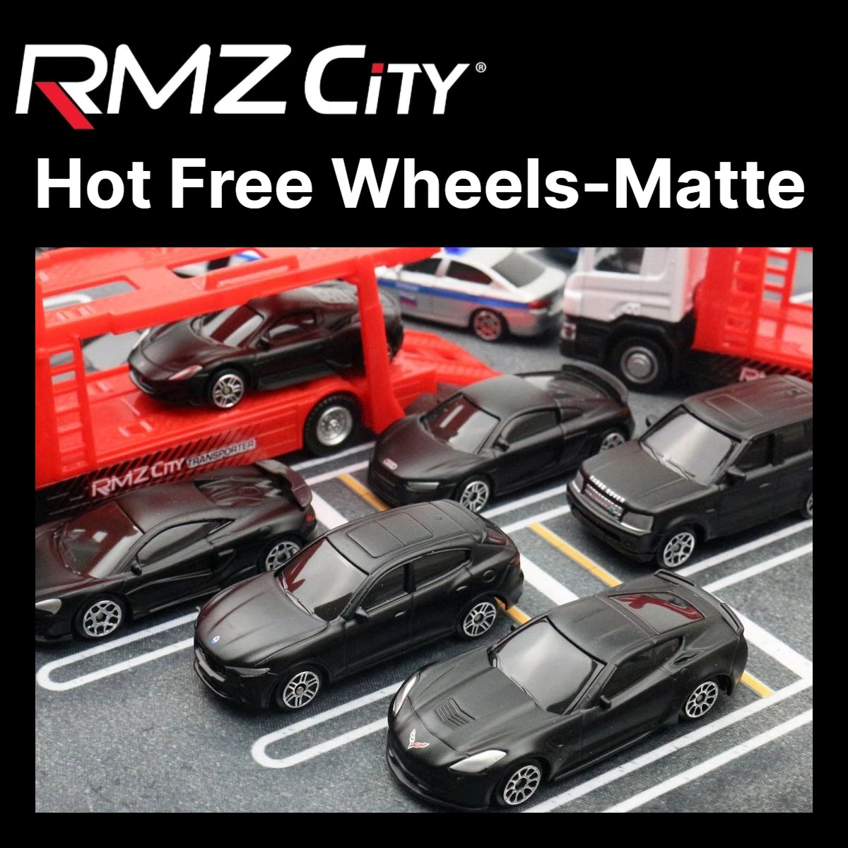 1:64 RMZ City Matte Black Diecast Super Sport Car