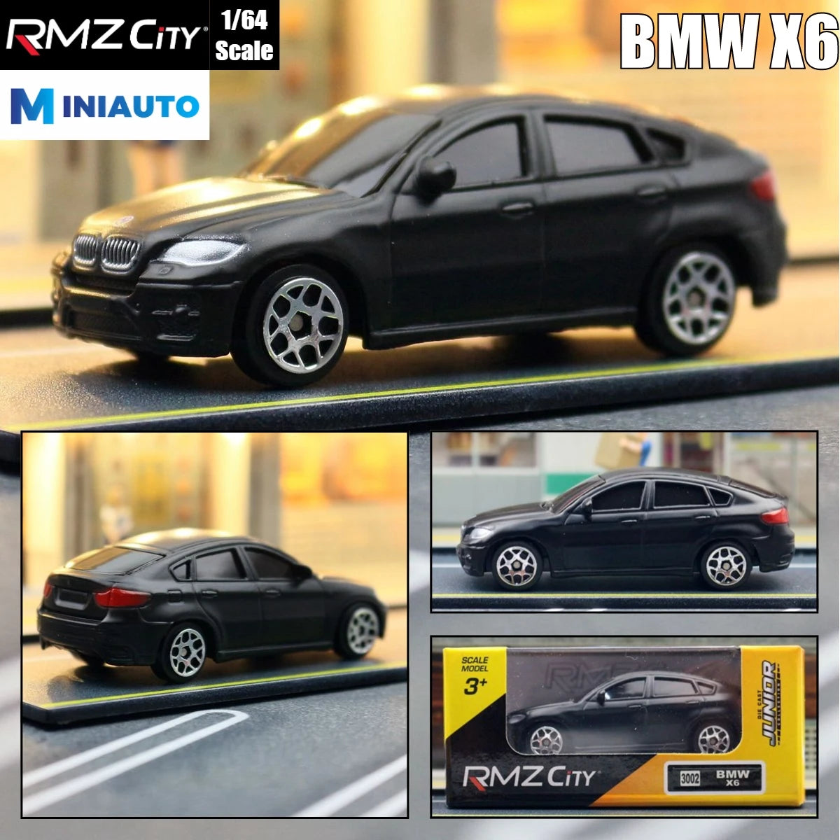 1:64 RMZ City Matte Black Diecast Super Sport Car