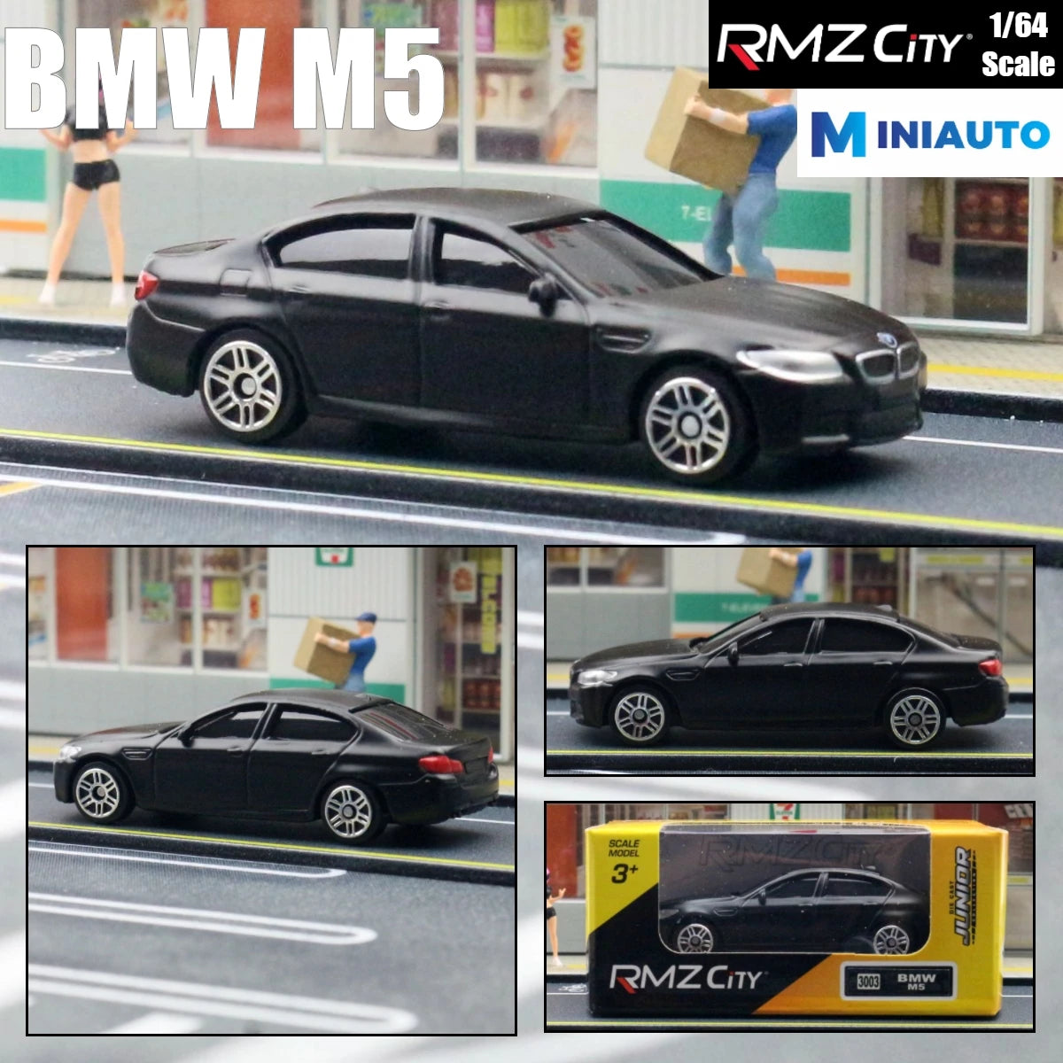 1:64 RMZ City Matte Black Diecast Super Sport Car