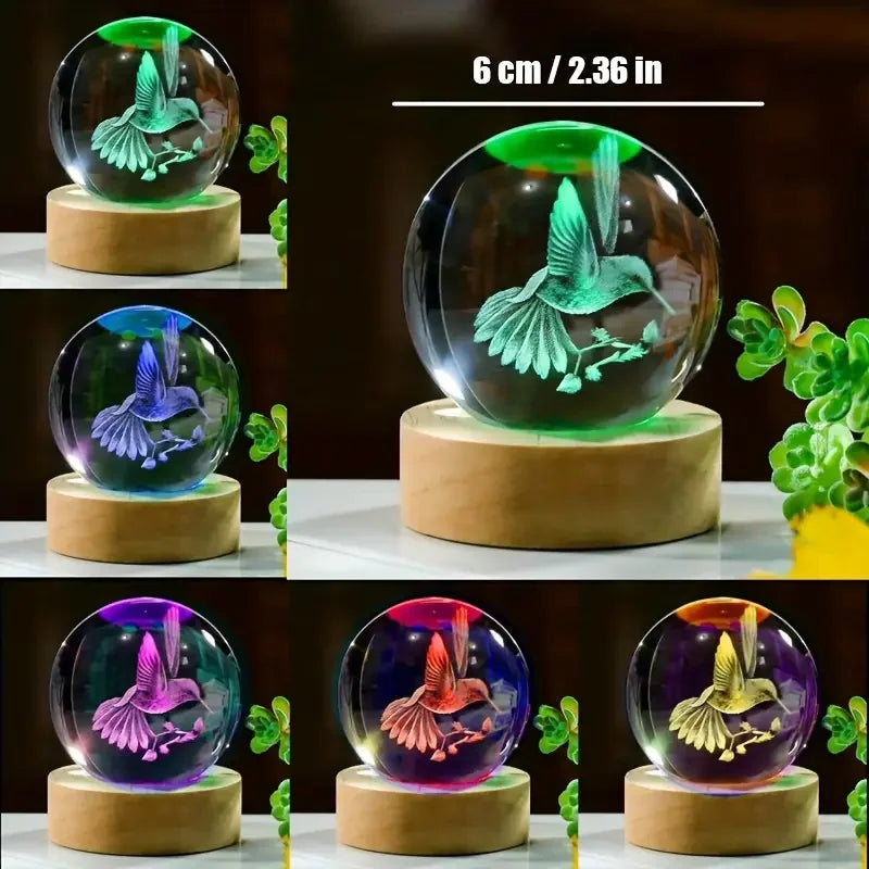 LumiGlobe™ 3D Hummingbird Crystal Light