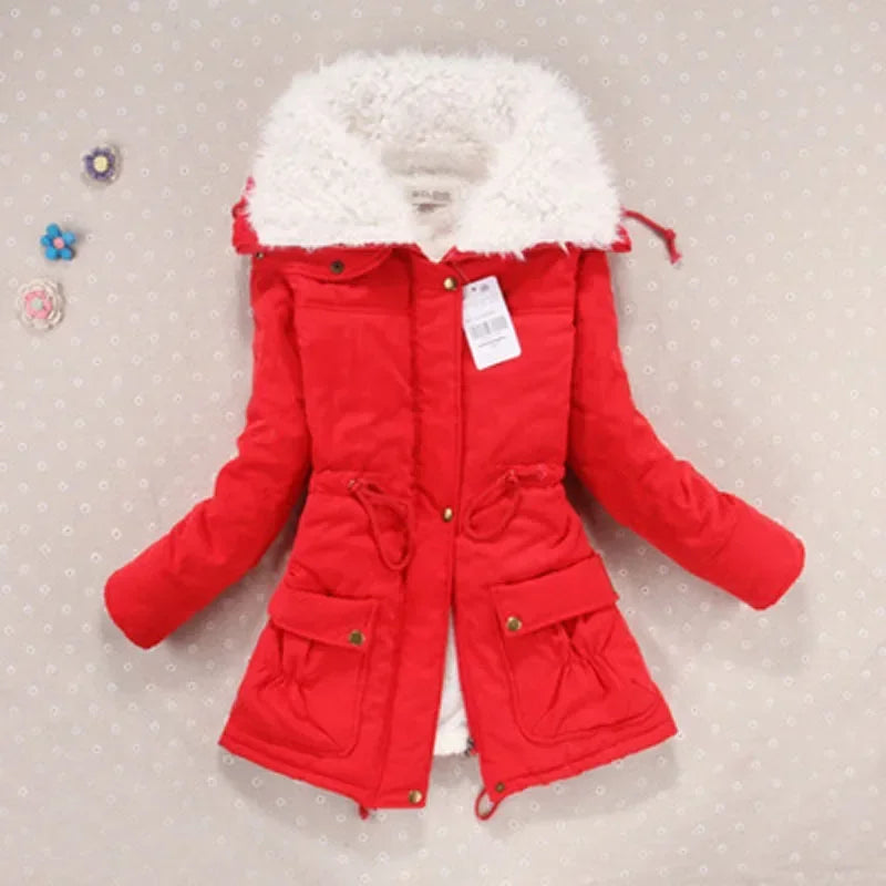 Women Winter Jackets Thicken Hooded Long Down Jacket Women Coats Slim Fit Hair Collar Cotton-padded Clothes Women Down Coats