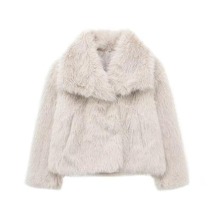 Cozy Chic Women's Lapel Plush Coat