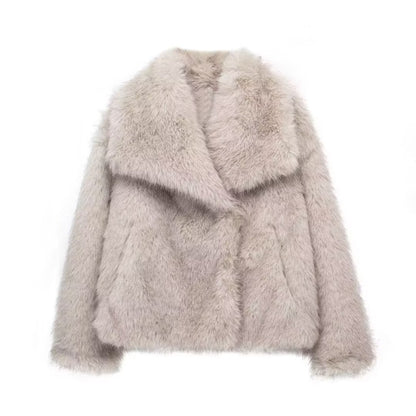 Cozy Chic Women's Lapel Plush Coat